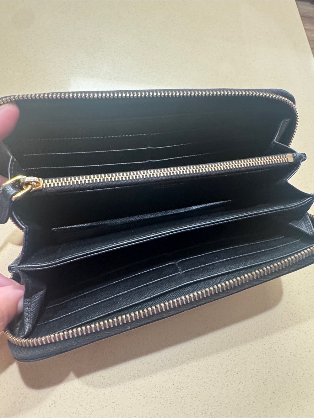 Prada Black Saffiano Zip-Around Wallet with Gold Logo. Authentic - Picture 3 of 5